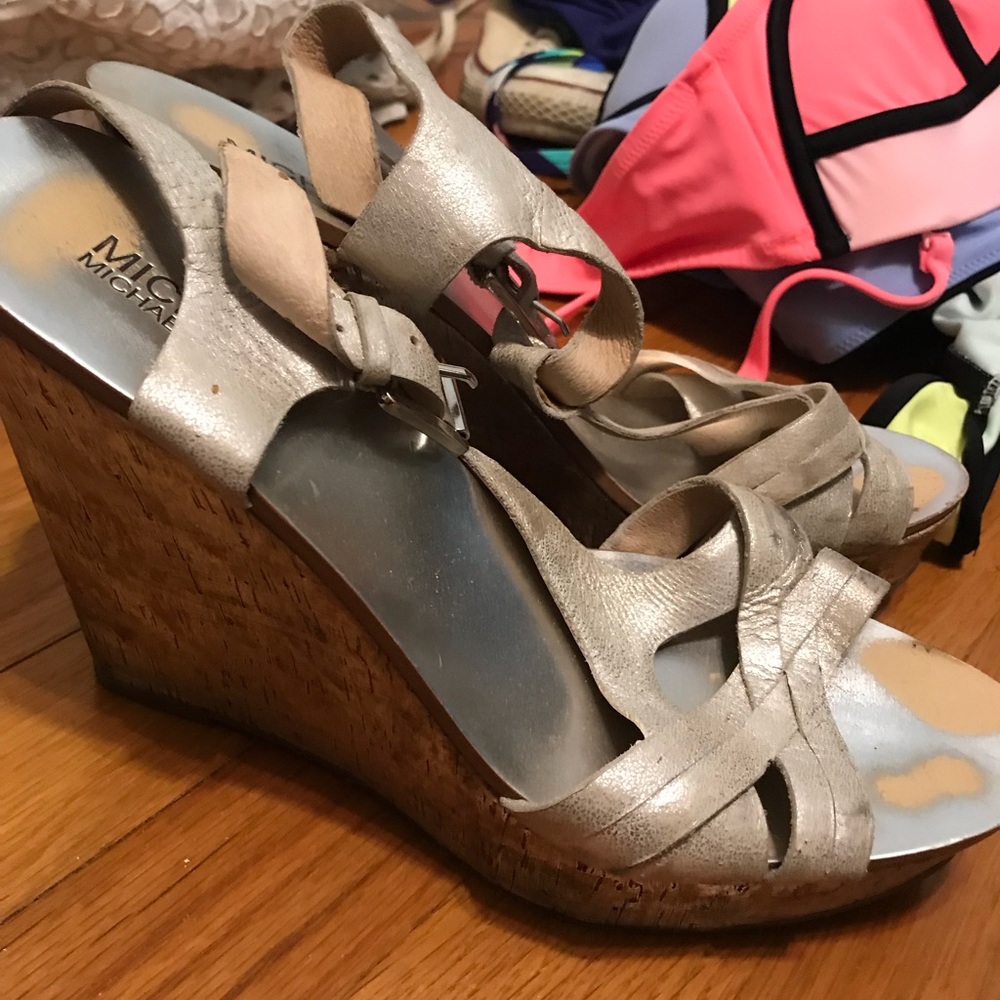 Michael kors silver wedges